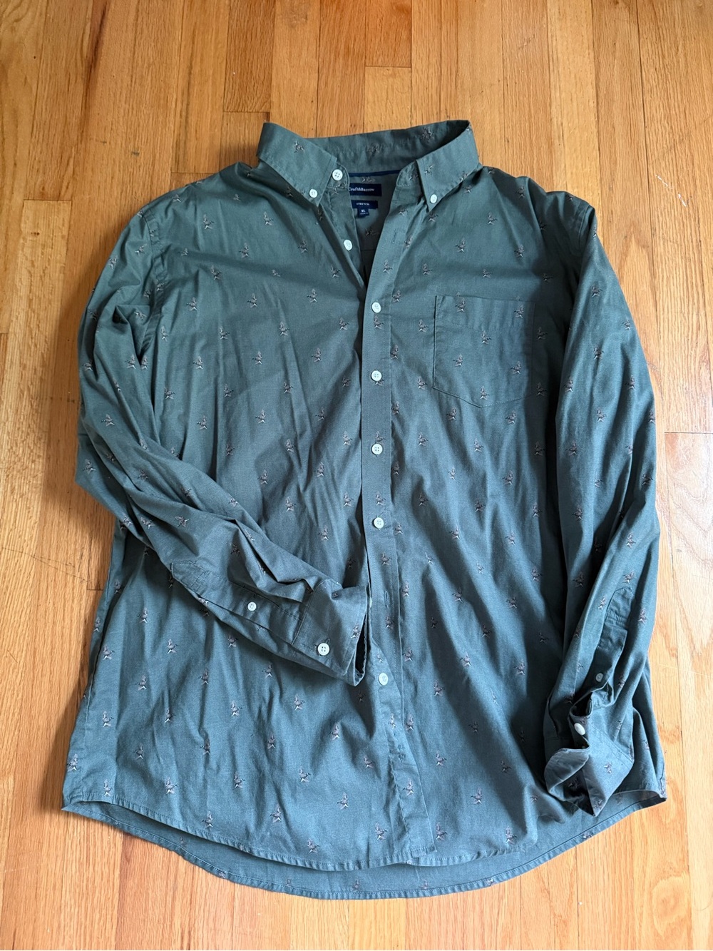 croft & barrow Olive Green Long-Sleeve Button-Down Shirt